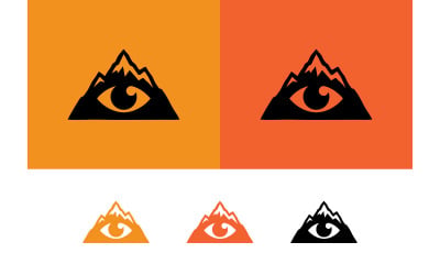 Mountain with eye logo symbol.