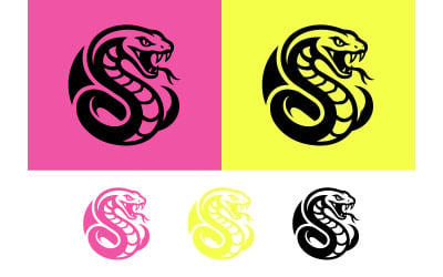 Snake logo design pink yellow black white.