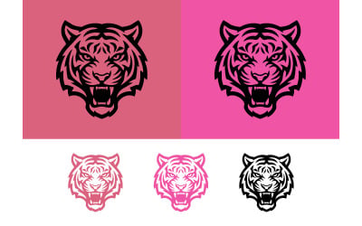 Emblema con logo a forma di testa di tigre, design moderno e minimalista.
