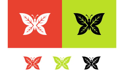 Logo-Design mit Schmetterlingsblatt auf leuchtenden, lebendigen Hintergründen.