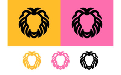 Logo graphique représentant une tête de lion sur fond coloré.