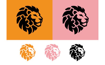 Logo con testa di leone e elementi geometrici astratti.