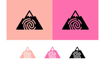 Bergmotief met vingerafdruk, roze en zwart.