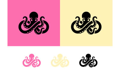 Silhouette di polpo rosa crema nero.