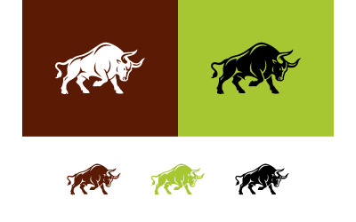 Logotipo com um touro branco em posição de ataque, demonstrando uma força agressiva.