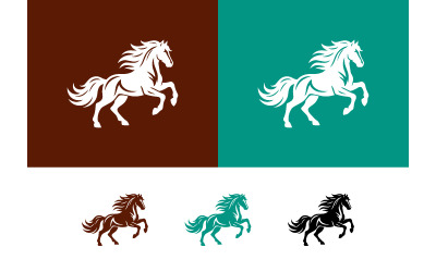 Logotipo com um cavalo branco correndo, representando majestosa força.
