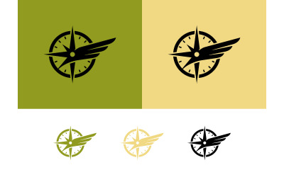 Kompasvleugellogo in groen, beige, zwart en wit.