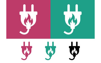 Electric plug on fire illustration for energy.