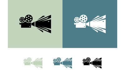 Vintage filmkamera logotyp grafisk designelement.