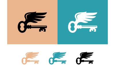 Een logo-element met gevleugelde sleutels.