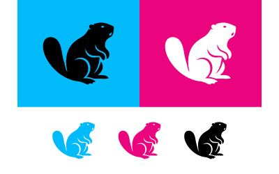 Beaver icon set vibrant colors silhouette.