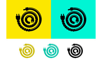 Coiled power cable with plug and adapter on color.