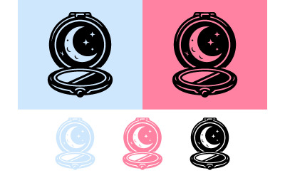 Compact powder moon stars beauty emblem.