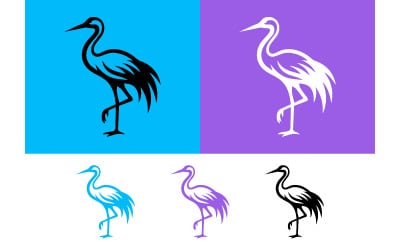 Crane logo design in blue and purple.