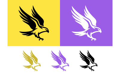 Eagle logo design in black and gold.