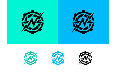 Energy symbol with gear and lightning bolt design.