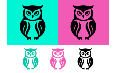 Owl icon set cute vibrant colors.