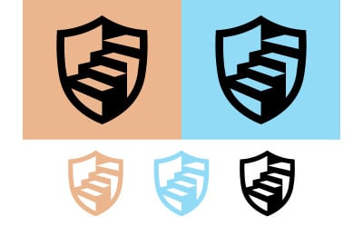 Shield with stairs inside logo.