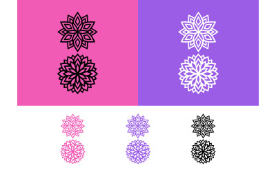 Geometric flower logo pink purple black white.