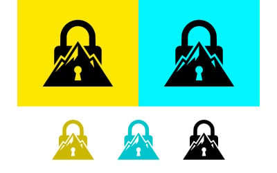 Lock mountain symbol modern logo vector.