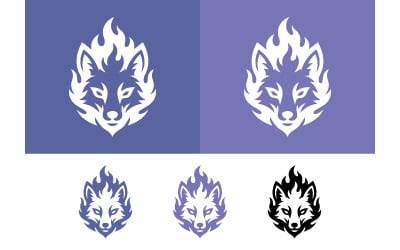 Wolf Fire-logo met paarse achtergrond.