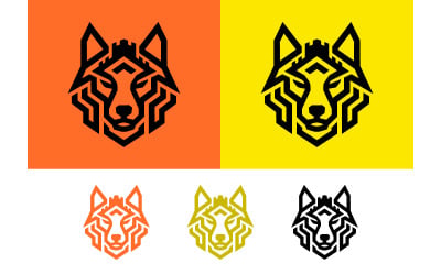 Wolf head geometric logo vector art design.