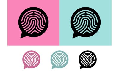 Fingerprint in speech bubble logo.