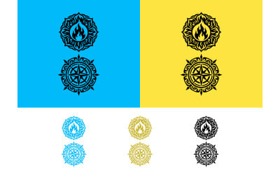 Fire and compass emblems logo design inspiration.