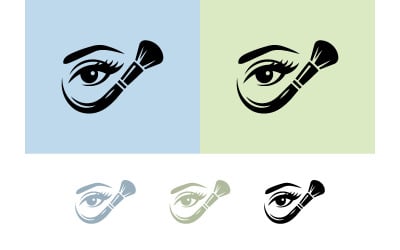 Makeup brush icon with eye and lashes.