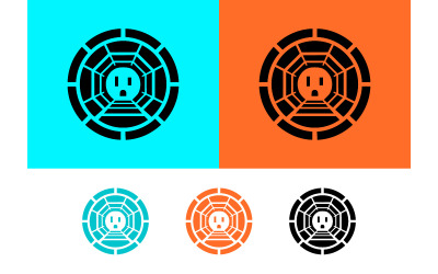 Vector abstracto de logotipo de toma de corriente eléctrica de túnel.