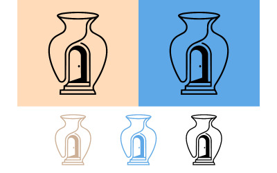 Vase orné d&amp;#39;un motif de porte et d&amp;#39;arches.