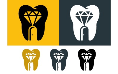 Diamond in tooth icon with door.
