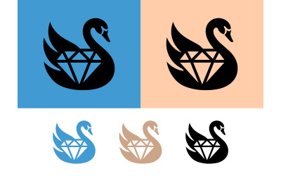 Elegant swan with diamond logo design concept.