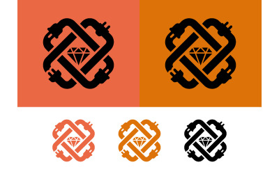 Logo en forme de diamant composé de fils entrelacés.