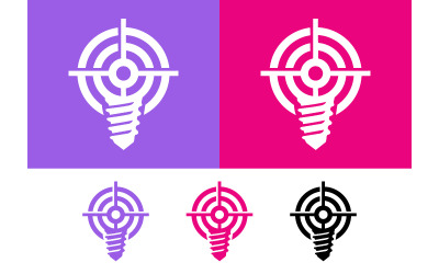 Icône graphique d&amp;#39;ampoule cible violette, rose et noire.