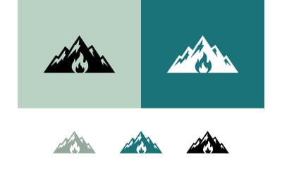 Mountain fire logo design emblem icon.