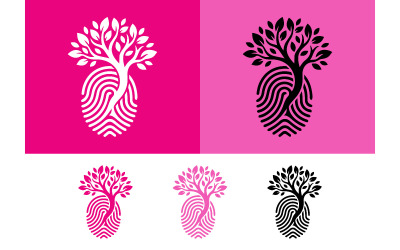 Träd fingeravtryck logotyp abstrakt natur koncept emblem.
