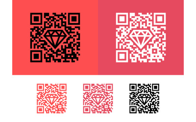 Diamond qr code on red background design.