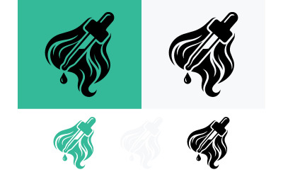 Pipette avec symbole du liquide et des cheveux ondulés.