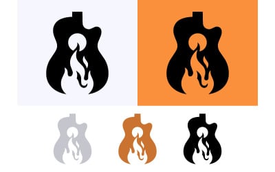 Guitar and fire logo graphic design.
