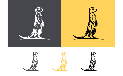 Meerkat standing alert watchful desert wildlife logo.