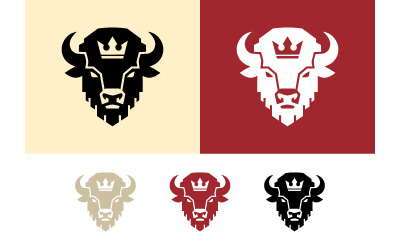 Logo con testa di bisonte e corona su sfondo beige.