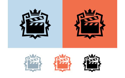 Cinema clapperboard royal emblem for film.
