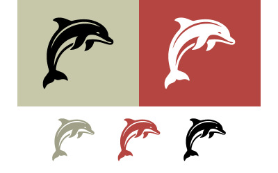 Dolphin jumping logos in black and red tones.