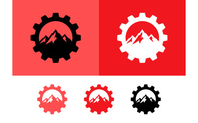 Icône graphique représentant un engrenage et une montagne.