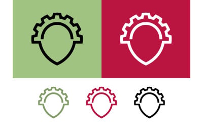 Gear shield emblem for industry logo.