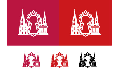 Un trou de serrure révélant l&amp;#39;architecture du château.