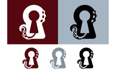 Keyhole with tentacles logo design.