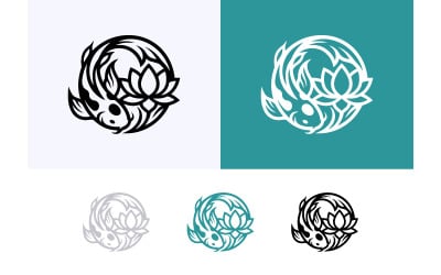 Koi fish and lotus flower emblem for balance and harmony.