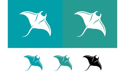 Manta ray logos in teal and black shades.